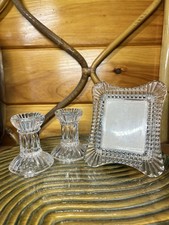 Lot of 3 Vintage Clear Glass Decor picture
