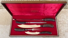 Lewis & Rose Co. Carved Stag Horn Cutlery Carving Set Sheffield England 5 Pieces picture