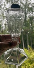 Antique EAPG Civil War Era Boston & Sandwich Flint Glass & Pewter Whale Oil Lamp picture