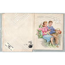 Vtg Ideal Boston Unused Birthday Card Mighty Fine Youngster Boy Girl Apples picture