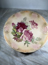 Antique D.E. McNichol East Liverpool Ohio 10.5” Rose Handled Serving Bowl Plate picture