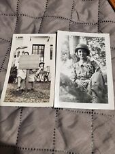 Vintage Female Military Snapshot Lot Of 2 Soldier Reserve Sign Posing 1940s picture