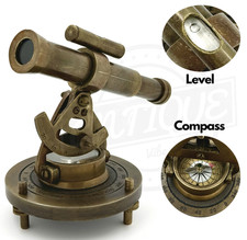 Theodolite Surveying Transit Telescope Brass Compass w/ Level Marine Navigation picture