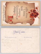 Vintage Embossed Birthday Greetings Postcard 