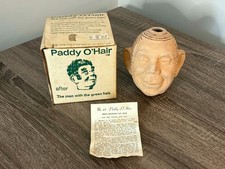 VINTAGE PADDY O'HAIR CLAY SMILING JIM MANS HEAD 1960's CHIA STYLE PLANTER W/ BOX picture