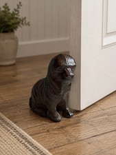 Brown Cast Iron Dog Door Stopper Statue Bookend Figurine  picture