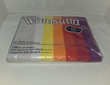 Vintage Wamsutta Tomorrow's Rainbow Twin Flat Sheet NOS 70s-80s Sealed USA picture