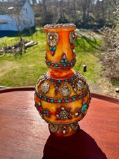 Tibet Beeswax Vase Semi Precious Stones Buddist Temple Ceremonial Vase China picture