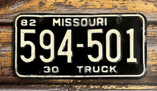 1982 Missouri TRUCK License Plate 594-501 picture