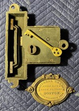 Union Safe & Lock Factory BOSTON 1838 Montreal Branch plaque & keyed lock picture