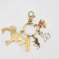 Anheuser Busch Charm Keychain Clydesdale Dalmatian Eagle Gold Tone Brass Vtg  picture