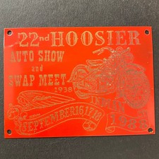 1988 Indian Motorcycle 22nd Hoosier Auto Show Swap Meet Plaque Red Metal picture