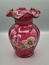Fenton Cranberry HP Vase - M Caplinger picture