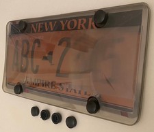 1st Gen. Phantom Tag Protector Tinted License Plate Cover & Black Bolt Caps picture