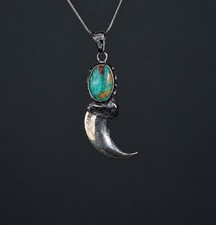 Handcrafted From A Real claw, 925 Sterling Silver Pendant natural Turquoise picture