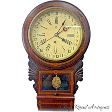 Antique rosewood inlaid waterbury Calendar wall clock rare model 1893 victorian picture