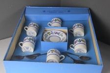 6 Vintage Davenport Enoch Wedgwood Tunstall Demitasse Cups & Saucers Set w/ Box picture