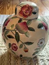 Vintage floral ginger jar with lid hand painted made in China picture