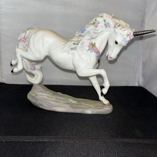 Princeton Gallery Love's Delight Porcelain Unicorn Figurine Floral Accents 8 picture