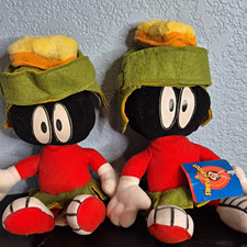 lot 2 vintage Looney Tunes Marvin the Martian Plush Stuffed Animal 1 w/ Tags picture
