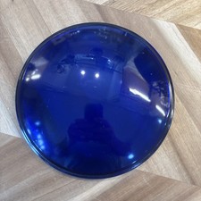 Vintage blue glass lens 6 1/4” possible railroad, ambulance Columbus metal prod￼ picture