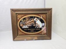Vintage RCA Victor Nipper His Masters Voice Advertising Mirror Framed  picture