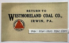 c1900 WESTMORELAND COAL CO. IRWIN PA. CRITERION COAL TRADE MARK NEW POSTCARD picture
