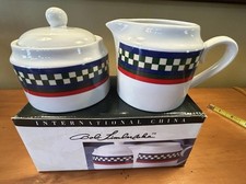 NIOB VTG ‘Ella’s Rooster’ Pattern By Bob Timberlake Ceramic Creamer & Sugar Dish picture