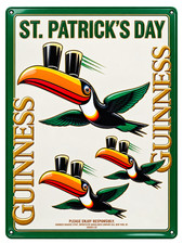 Guinness St Patricks Day Toucan Embossed Metal Beer Sign Irish Pub Bar Decor picture