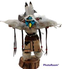 KATCHINA DOLL EAGLE AMERICAN INDIAN HOPI? HANDCRAFTED SIGNED 13 INCH VINTAGE picture