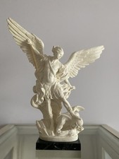 Italian Saint Michael Sculpture Marble Base Religious Decor Figure Statue picture