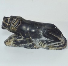 Vtg Lucassie Echalook Inuit Green Serpentine Carving Sled Dog Signed Inukjuak 5