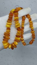Vintage Baltic amber necklace in butterscotch and egg yolk colors with large amb picture