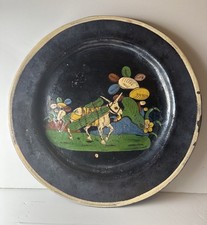Vintage handpainted Mexican Tlaquepaque pottery plate with Laden Burro 11.1/4” picture