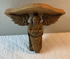 Vintage Mexican Folk Art Shelf With Carved Angel, Wood picture
