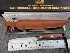 Grohmann #2 Trout & Bird Belt Knife D.H. Russell Canada Rosewood Handles Sheath picture