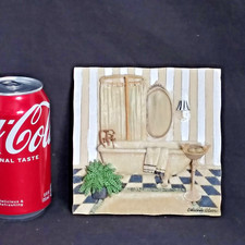 Vtg C Winterle Olson 3D 5.5” X 5.5” Wall Art Resin Plaque Painting Bathroom EUC picture