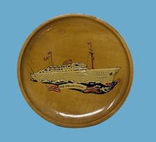 Norwegian America Line OSLOFJORD Souvenir Wooden Portrait Pin Dish - 6