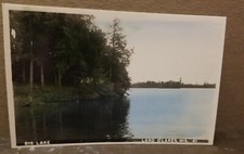 BIG LAKE LAND O'LAKES WI Wisconsin RPPC UNUSED Hand COLORIZED picture