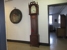 VINTAGE GRANDFATHER CLOCK  CHERRY  WOOD  RUNS & CHIMES GERMAN MOVEMENT ELEGANT picture