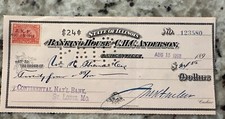 Old 1898 canceled Check with stamp RARE JKF picture