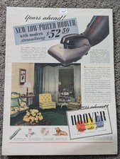 VTG 1939 Orig Magazine Ad HOOVER Vacuum Cleaner With Modern Strealining picture
