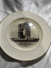 Souvenir Plate of The Tilton Memorial Arch Northfield NH Gold Trim 10 1/2 Inch picture