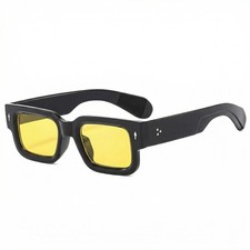 Retro Rectangle Sunglasses for Men Women, Black Thick Square Frame UV Protect... picture