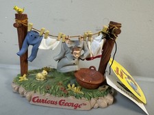 RARE Vtg Curious George Laundry Line Westland Gifts Resin Figure Rare picture