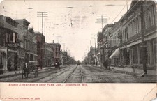 Eighth Street North Sheboygan Wisconsin Downtown Trolley c1907 Vtg Postcard I1 picture