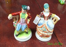 Vintage Pair Occupied Japan Porcelain Figurines - Seated Colonial Man & Woman picture