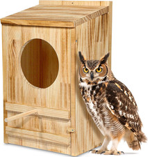 Large Great Horned Owl House,23''X 14''X 10''Owl Nesting Box for outside | Woode picture
