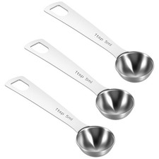LXUEJIE 3 Pcs Single Measuring Spoon, 1 Tsp (1/3tbsp, 1/3 tbsp, 5 ml, Silver picture