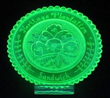 Vintage Pairpoint Vaseline Glass Cup Plate Heritage Plantation Sandwich MA picture